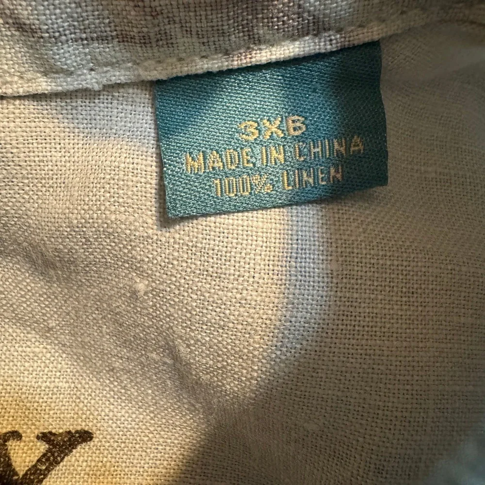 Tommy Bahama Button Down Shirt Relax Fit Mens 3XL Linen Vacation Summer Dad Blue